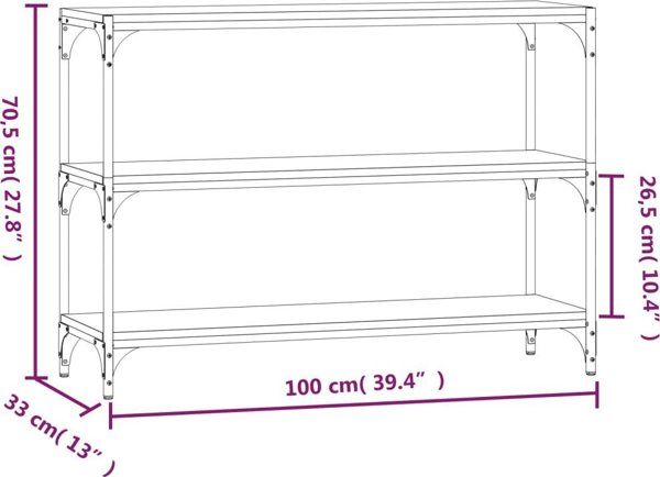 vidaXL Βιβλιοθήκη, γκρι δρυς σονόμα, 100x33x70,5 cm