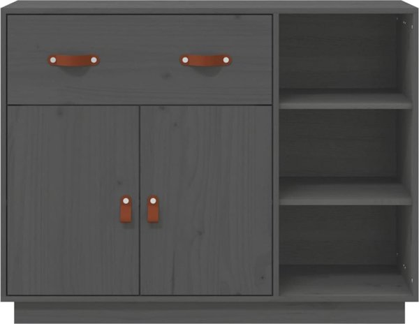 vidaXL Szafka, szara, 98,5x40x75 cm, lite drewno sosnowe