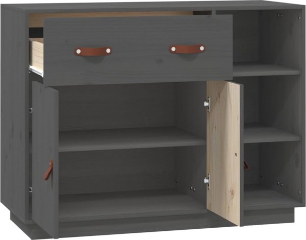 vidaXL Szafka, szara, 98,5x40x75 cm, lite drewno sosnowe