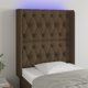 vidaXL Zaglowek do lozka z LED ciemnobrazowy, 83x16x118/128 cm, tkanina