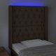 vidaXL Zaglowek do lozka z LED ciemnobrazowy, 83x16x118/128 cm, tkanina