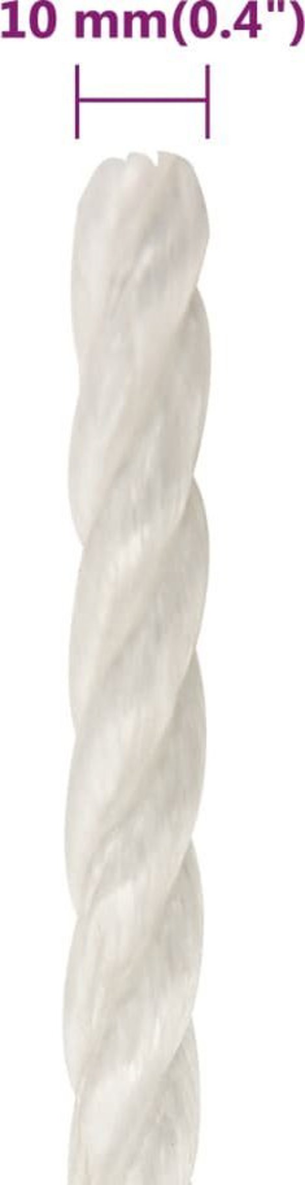 vidaXL Σχοινί εργασίας, λευκό, 10 mm, 50 m, πολυπροπυλένιο