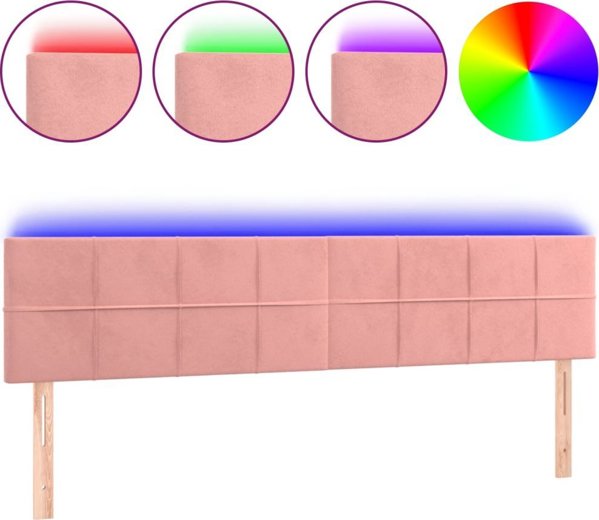 vidaXL Zaglowek do lozka z LED rozowy 180x5x78/88 cm aksamit