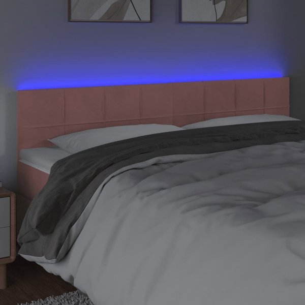 vidaXL Zaglowek do lozka z LED rozowy 180x5x78/88 cm aksamit