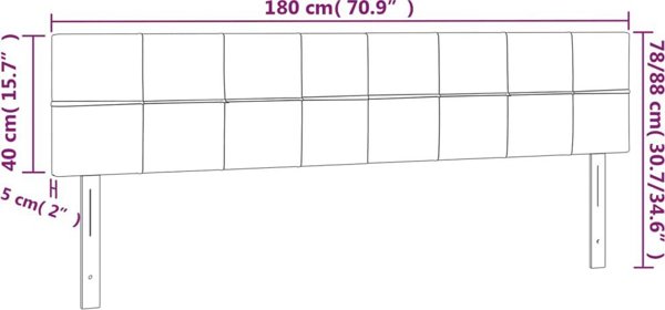 vidaXL Zaglowek do lozka z LED rozowy 180x5x78/88 cm aksamit