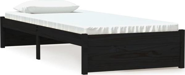 vidaXL Κρεβατοκάμαρα, μαύρο, φυσικό ξύλο, 75x190 cm, μονό