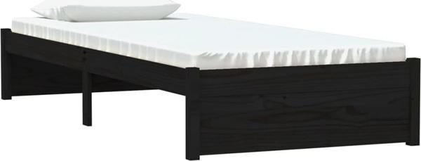 vidaXL Κρεβατοκάμαρα, μαύρο, φυσικό ξύλο, 75x190 cm, μονό