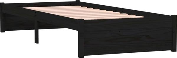 vidaXL Κρεβατοκάμαρα, μαύρο, φυσικό ξύλο, 75x190 cm, μονό
