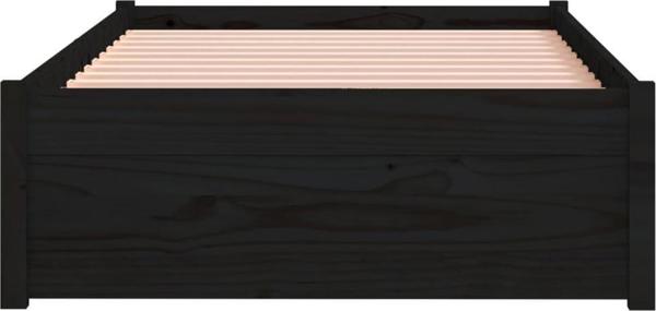 vidaXL Κρεβατοκάμαρα, μαύρο, φυσικό ξύλο, 75x190 cm, μονό
