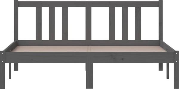 vidaXL Rama κρεβατιού, γκρι, στιβαρό ξύλο, 140 x 200 cm
