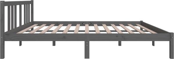 vidaXL Rama κρεβατιού, γκρι, στιβαρό ξύλο, 140 x 200 cm