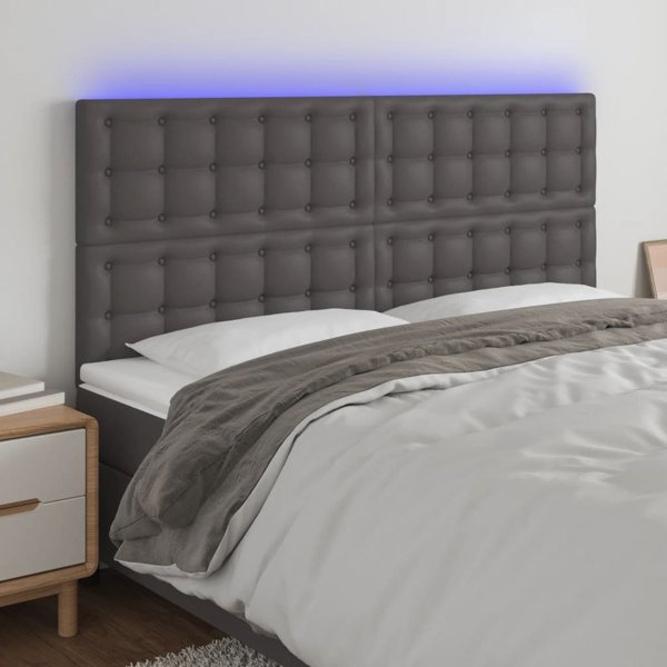 vidaXL Κεφαλάρι κρεβατιού, γκρι, 160x5x118/128 εκ., τεχνόδερμα