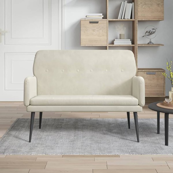 vidaXL Lawka, kremowa, 108x79x79 cm, tapicerowana aksamitem