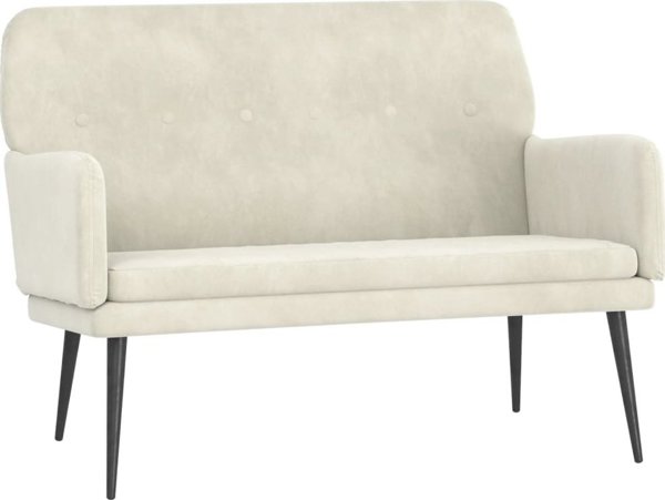 vidaXL Lawka, kremowa, 108x79x79 cm, tapicerowana aksamitem