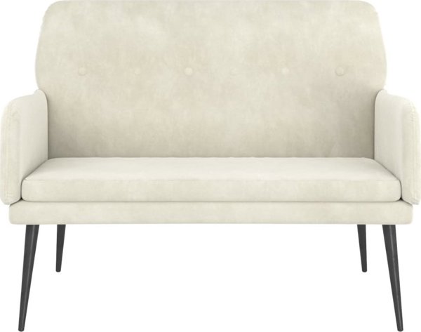 vidaXL Lawka, kremowa, 108x79x79 cm, tapicerowana aksamitem