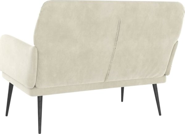 vidaXL Lawka, kremowa, 108x79x79 cm, tapicerowana aksamitem