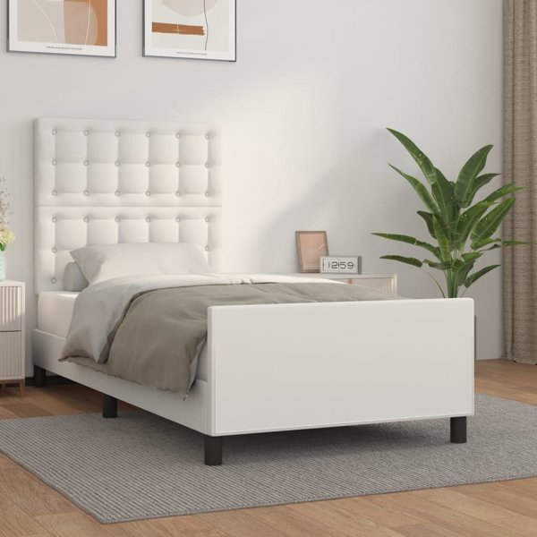 vidaXL Rama κρεβατιού με κεφαλάρι, λευκή, 80x200 εκ, συνθετικό δέρμα