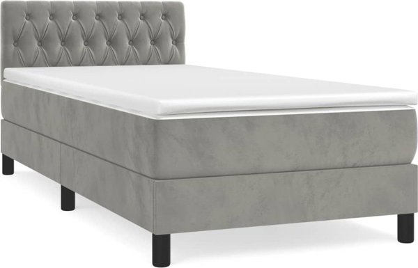 vidaXL Λουτζκο κόντινενταλ με στρώμα 100x200cm, ανοιχτό γκρι βελούδο