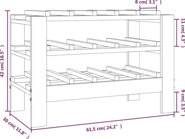 vidaXL vidaXL Stojak na wino, 61,5x30x42 cm, lite drewno sosnowe
