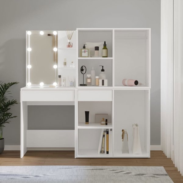 vidaXL Τουαλέτα με Φωτισμό LED και 2 Ντουλάπια, Λευκή