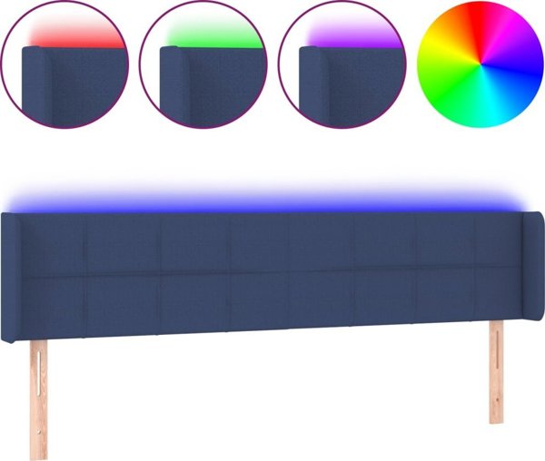 vidaXL Zagloszek do lozka z LED niebieski 203x16x78/88 cm tkanina