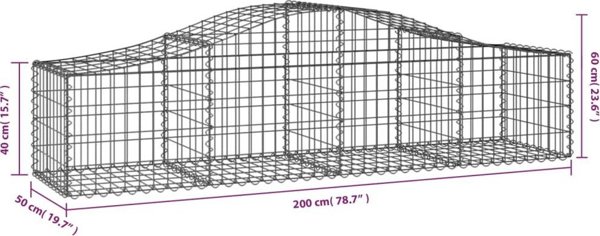 vidaXL Kosze gabionowe, 3 τεμ., 200x50x40/60 εκ, γαλβανισμένο σίδερο
