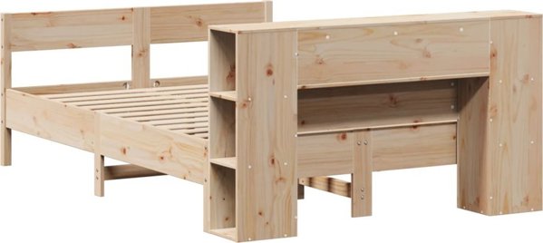vidaXL Κρεβάτι με ράφια, χωρίς στρώμα, 140x190 εκ., πεύκο