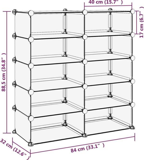vidaXL vidaXL Stojak na buty, przezroczysty, 84x32x88,5 cm, PP
