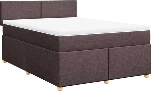 vidaXL Κρεβάτι Continental με Στρώμα, Καφέ, Ύφασμα, 140x200 εκ.