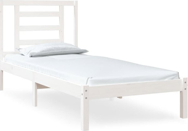 vidaXL Κρεβατόκαμαρα, λευκή, συμπαγές ξύλο, 75x190 εκ., μονό