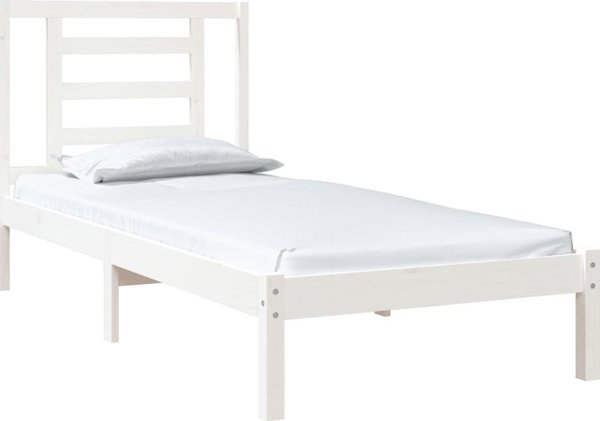 vidaXL Κρεβατόκαμαρα, λευκή, συμπαγές ξύλο, 75x190 εκ., μονό