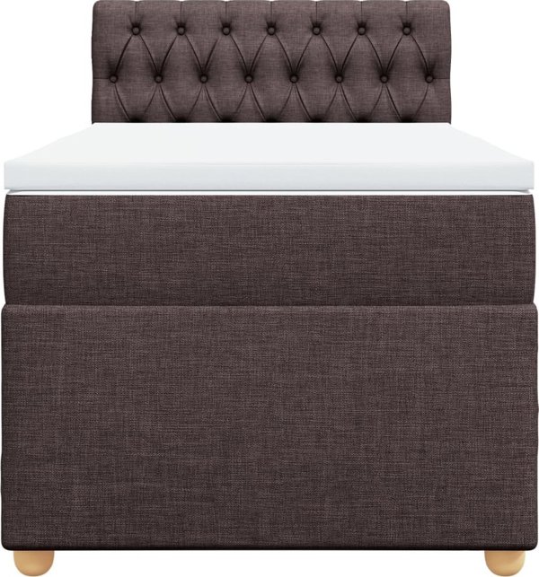 vidaXL Κρεβάτι Continental με στρώμα, καφέ, ύφασμα, 90x200 cm