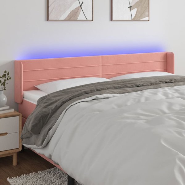 vidaXL Zaglohek do lotka me LED, rozigno, 183x16x78/88 cm, aksamit