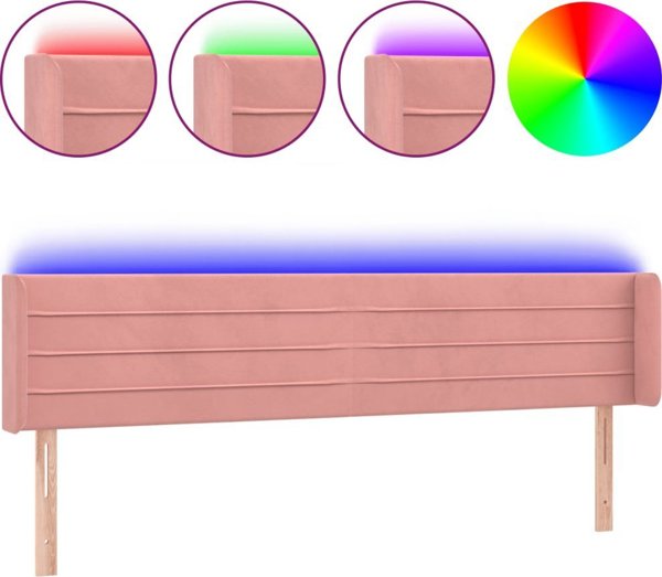 vidaXL Zaglohek do lotka me LED, rozigno, 183x16x78/88 cm, aksamit