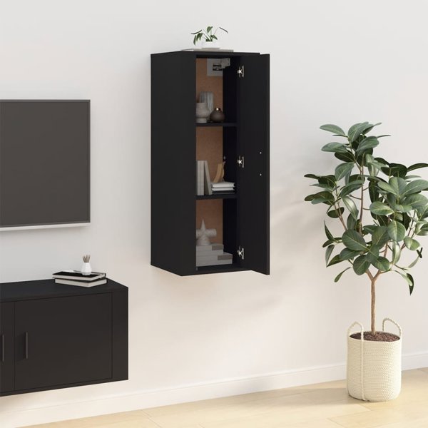 vidaXL Κρεμαστή τηλεοπτική ντουλάπα, μαύρη, 40x34,5x100 cm