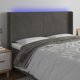 vidaxl Κεφαλάρι κρεβατιού με LED, σκούρο γκρι, 163x16x118/128cm, βελούδο