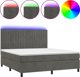 vidaXL Κρεβάτι κοντινεντάλ με στρώμα και LED, γκρι βελούδινο, 180x200 εκ