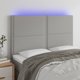 vidaXL Zaglowek do lozka z LED, jasnoszary, 144x5x118/128 cm, tkanina