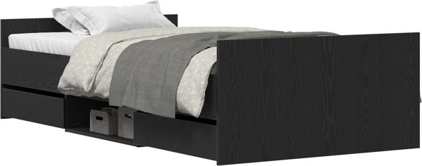 vidaXL Σκελετός Κρεβατιού 90x200 cm, Μαύρη Δρυς, από Ξύλο Μηχανικής Επεξεργασίας, Χωρίς Στρώμα
