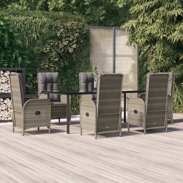 vidaXL vidaXL 7-cz. zestaw mebli ogrodowych, poduszki, czarno-szary rattan PE