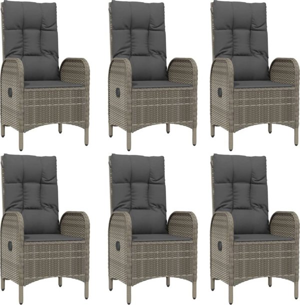 vidaXL vidaXL 7-cz. zestaw mebli ogrodowych, poduszki, czarno-szary rattan PE