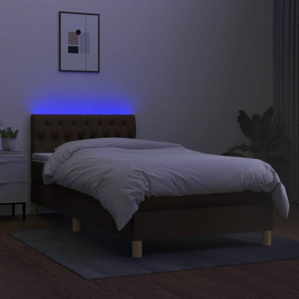 vidaXL Κοντινένταλ κρεβάτι με στρώμα, καφέ, 90x200 cm, ύφασμα