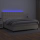 vidaXL Lozko kontynentalne z LED, materac, kremowe, ekoskora 200x200cm