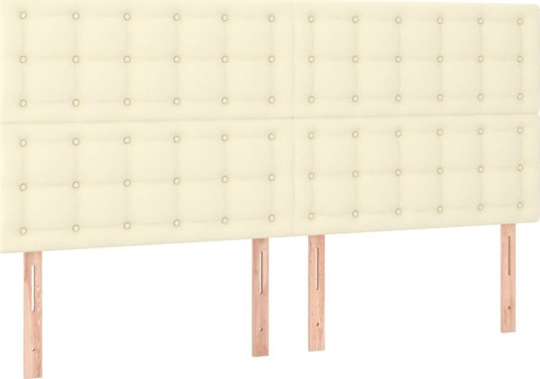 vidaXL Lozko kontynentalne z LED, materac, kremowe, ekoskora 200x200cm