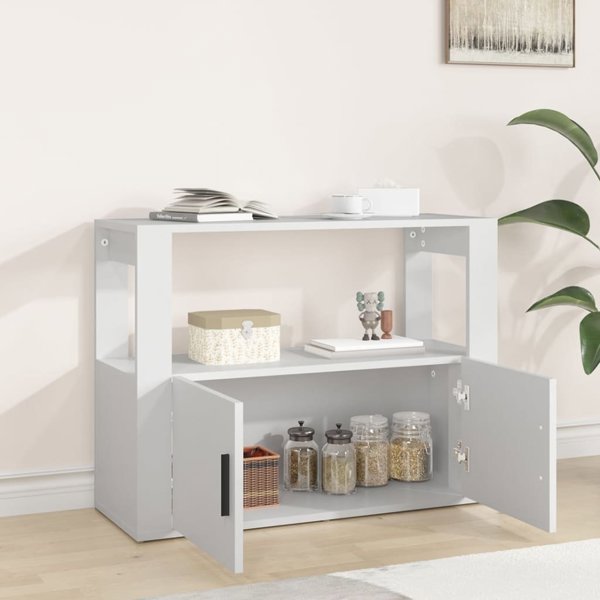 vidaXL Κομότα, λευκή, 80x30x60 εκ, υλικό ξυλοπαραγωγής