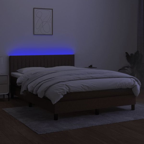 vidaXL Λύκνο κοντινεντάλ με στρώμα, καφέ, 140x200cm, ύφασμα