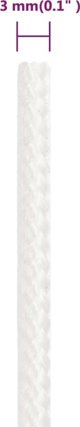 vidaXL Ναυτικό σχοινί, λευκή μονόχρωμη, 3 mm, 50 m, πολυπροπυλένιο