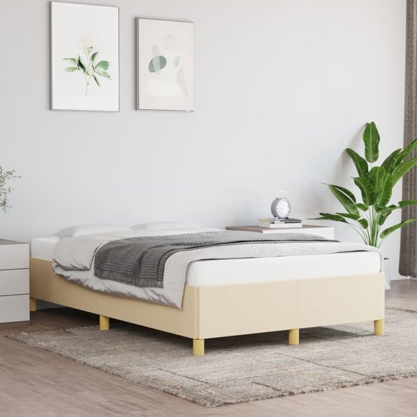 vidaXL Rama κρεβατιού, κρεμ, 120 x 200 εκ., επενδυμένη με ύφασμα