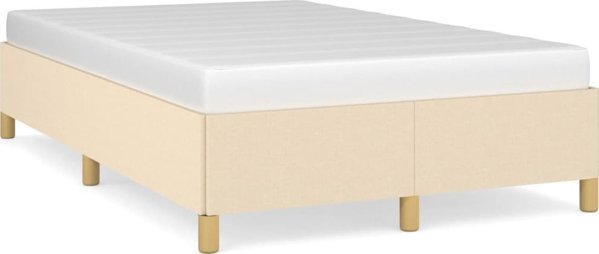 vidaXL Rama κρεβατιού, κρεμ, 120 x 200 εκ., επενδυμένη με ύφασμα