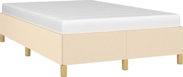 vidaXL Rama κρεβατιού, κρεμ, 120 x 200 εκ., επενδυμένη με ύφασμα